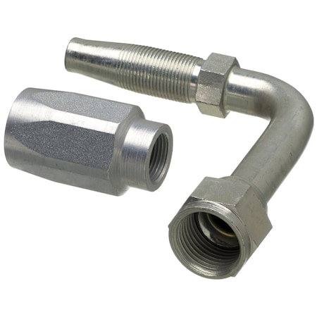 Gates Dual Seat Female JIC 37/SAE 45 degrees Flare Swivel, 90 degrees Bent Tube, Steel 723701025
